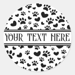 Adesivo Impressão de Pata de Cachorro e Corações Com Nome 
