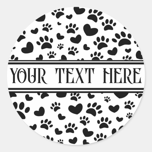 Adesivo Impressão de Pata de Cachorro e Corações Com Nome  (Frente)