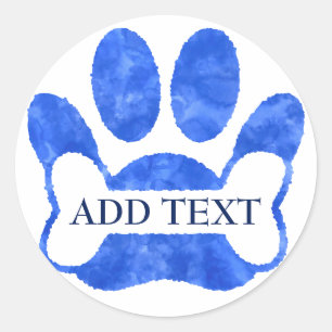 Adesivo Impressão de Pata de Cachorro e Osso Azul Aquarela