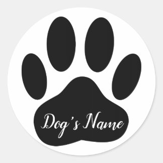 Adesivo Impressão de Pata de Cão com Nome Personalizado