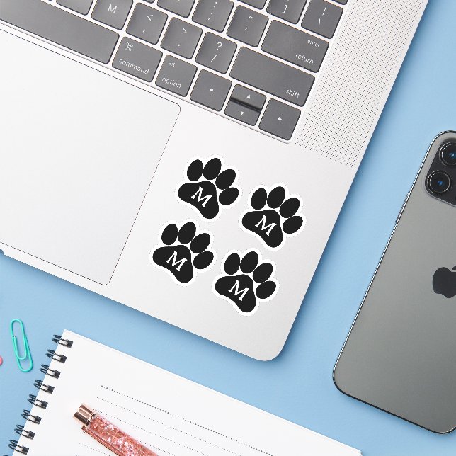 Adesivo Impressão de Paw Vinil Preto Personalizado (Notebook com iPhone)