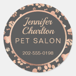 Adesivo Impressão de Pet Salon Pet Salon Pet rosa Dourada