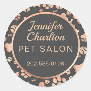 Adesivo Impressão de Pet Salon Pet Salon Pet rosa Dourada