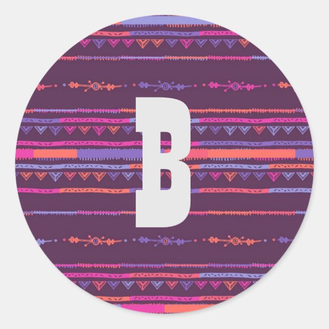Adesivo Impressão de púrpura tribal e selos de envelopes (Frente)