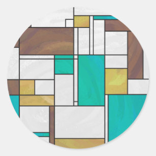Adesivo Impressão de Teal Amarelo Mondrian