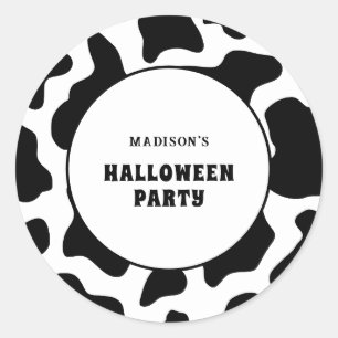 Adesivo Impressão de Vaca, Festa de Halloween Preta e Bran