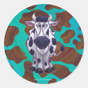 Adesivo Impressão de Vaca Marrom e Teal