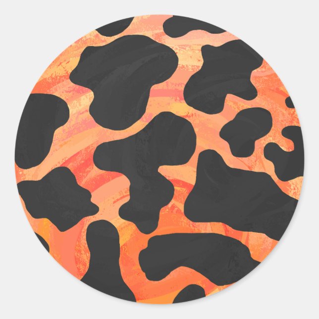 Adesivo Impressão de Vaca Preta e Laranja (Frente)