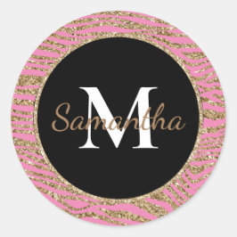 Adesivo Impressão de Zebra Cinza Dourada Rosa