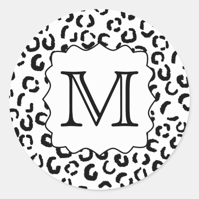 Adesivo Impressão do Leopardo Monograma Personalizado Pret (Frente)