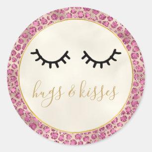 Adesivo Impressão do Leopardo Rosa Dourado Eyelashes Pret