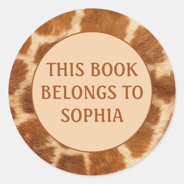 Adesivo Impressão do Livro Castanho Laranja Girafa Nome Pl (Frente)