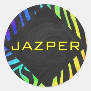 Adesivo Impressão do Monograma Zebra Preto e Arco-Íris