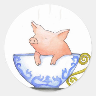 Adesivo Impressão do porco do Teacup