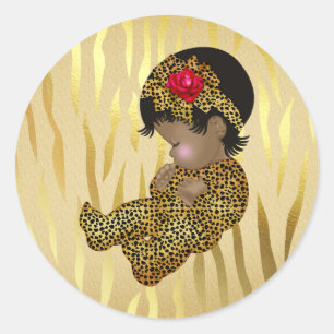 Adesivo Impressão Dourado da zebra da faísca com bebê d
