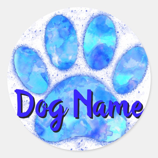 Adesivo Impressão em Pata de Cachorro Azul com Nome Person (Frente)