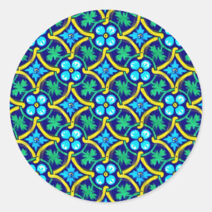 Adesivo Impressão Floral Amarelo-Teal Design Mexicano