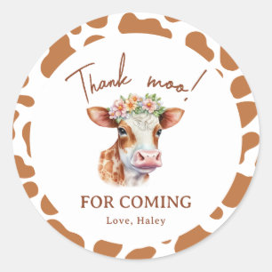 Adesivo Impressão Floral Marrom Thnak Moo 1º Aniversário d
