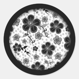 Adesivo Impressão Floral preto-e-branco