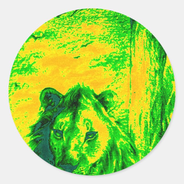 Adesivo Impressão Fluorescente de Arte Lion de Visão Notur (Frente)