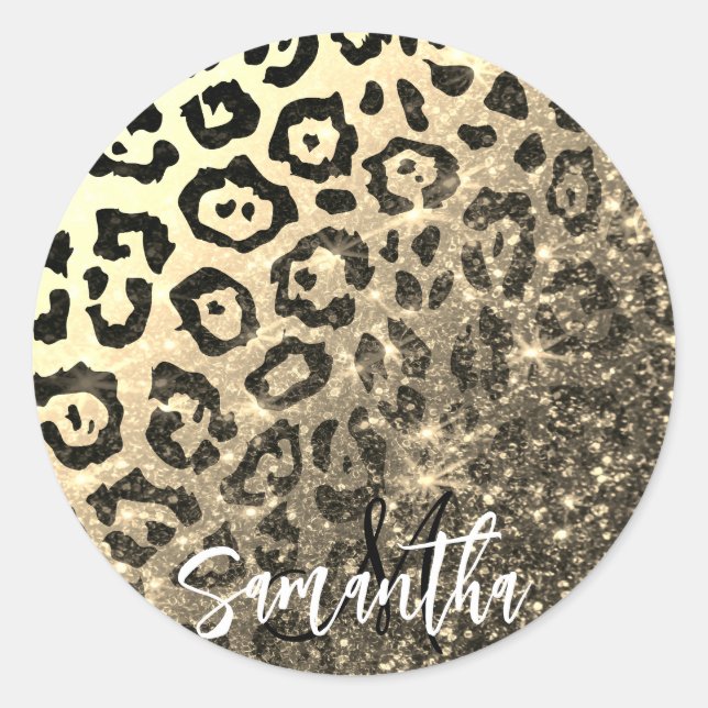Adesivo Impressão Leopard da Glitter do ouro (Frente)
