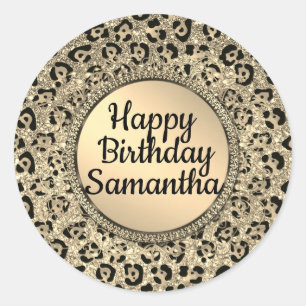 Adesivo Impressão Leopardo Glitter Dourada