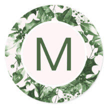 Impressão Monograma de Holly Verde de Natal Chic