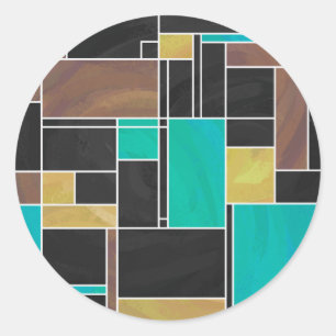 Adesivo Impressão preto castanho-branco mondriano