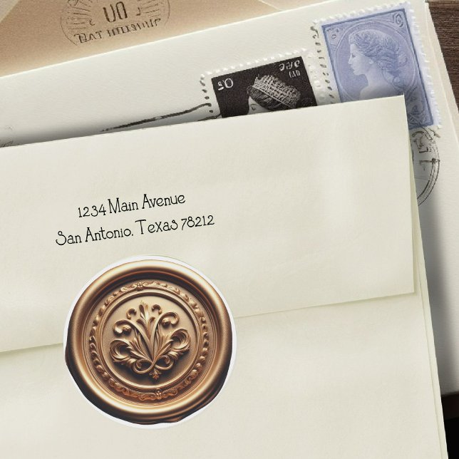 Adesivo Impressão Profunda do Faux Wax Seal Dourada (Criador carregado)