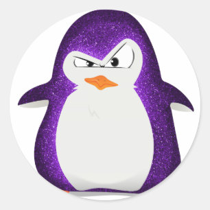 Adesivo Impressão roxo da foto do brilho do pinguim