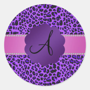 Adesivo Impressão roxo do leopardo do monograma