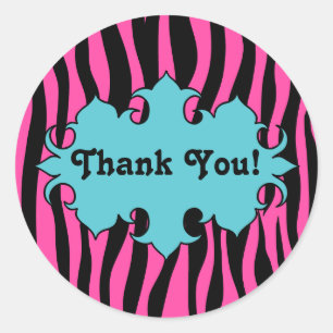 Adesivo Impressão zebra rosa-quente com obrigado de faixa