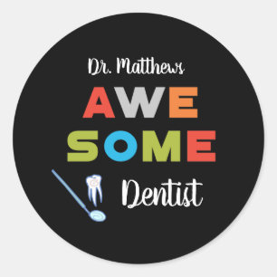 Adesivo Impressionante Dentista Letras Coloridas em Preto