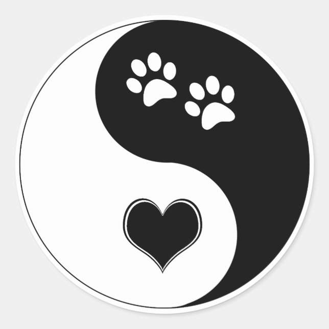 Adesivo Impressões de pata cardíaca do cão Yin Yang (Frente)