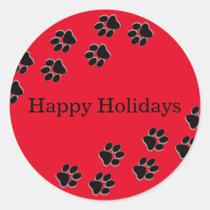 Adesivo Impressões de pata vermelha - Vinheta circular