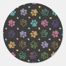 Impressões de patas coloridas rabiscadas