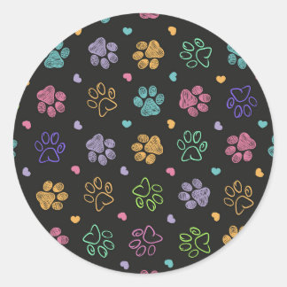 Adesivo Impressões de patas coloridas rabiscadas