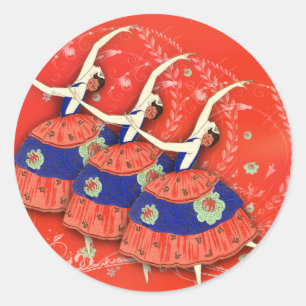 Adesivo Impressões do balé nos rótulos da Ballerina Vermel