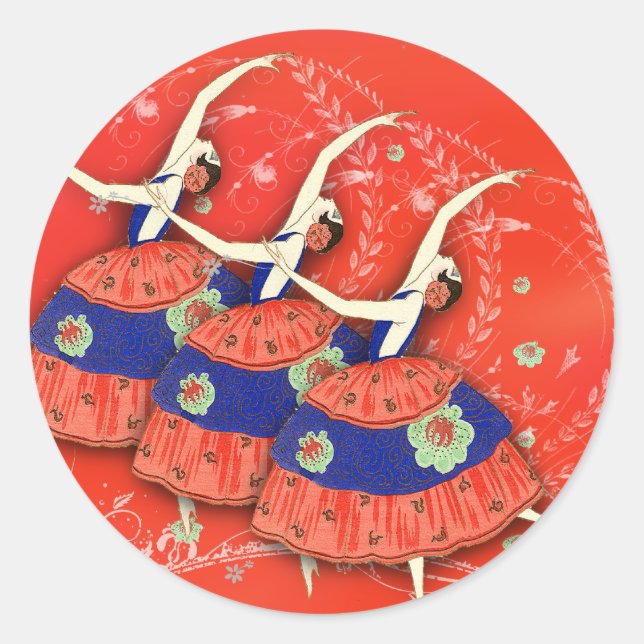 Adesivo Impressões do balé nos rótulos da Ballerina Vermel (Frente)