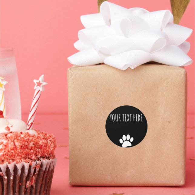 Adesivo Imprimir Texto Personalizado em Pata de Cão Preto (Festa)