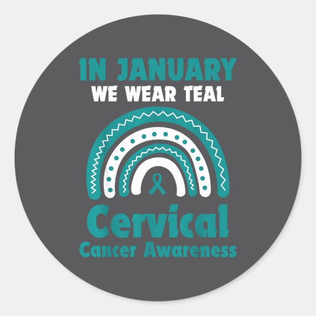Adesivo In January We Wear Teal Cervical Cancer Awareness  (Frente)