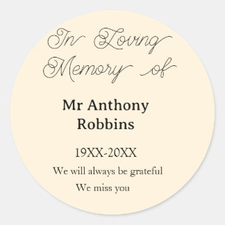 Adesivo In Loving memory of name funeral memory keepsake