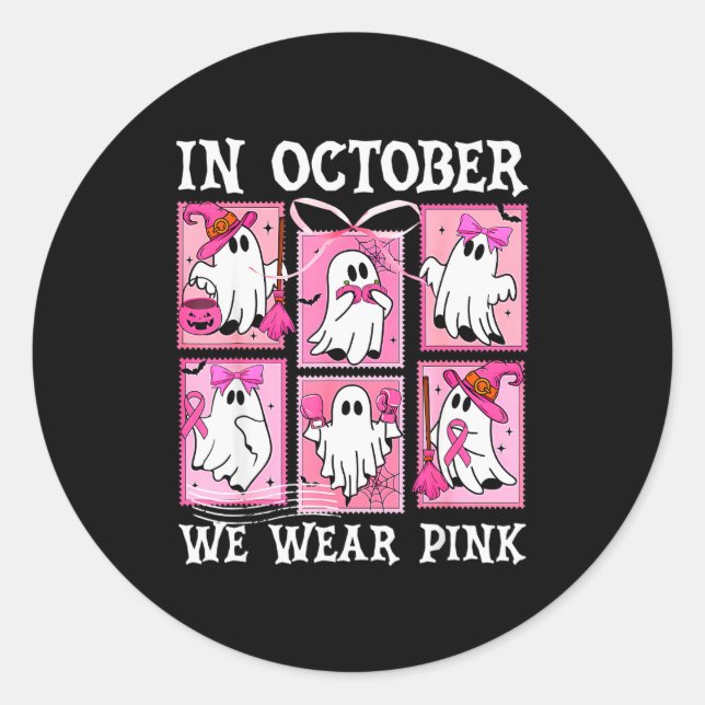 Adesivo In October We Wear Nk Ghost Breast Cancer Hallowee (Frente)