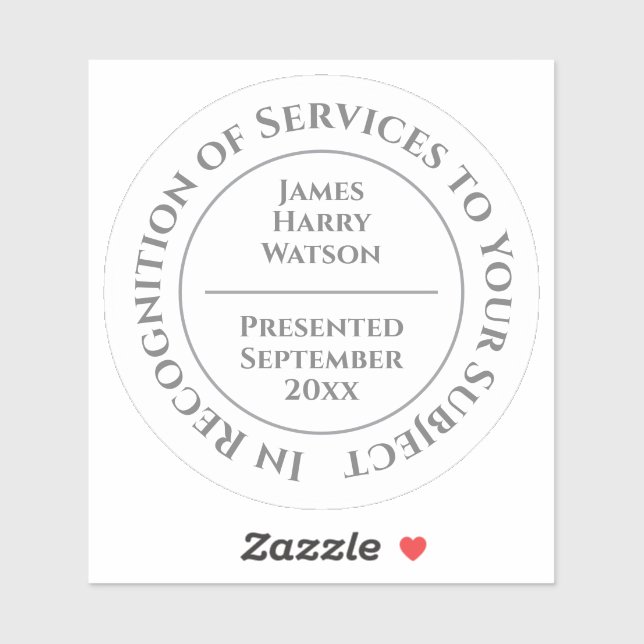 Adesivo In Recognition of Services to Something (Folha)