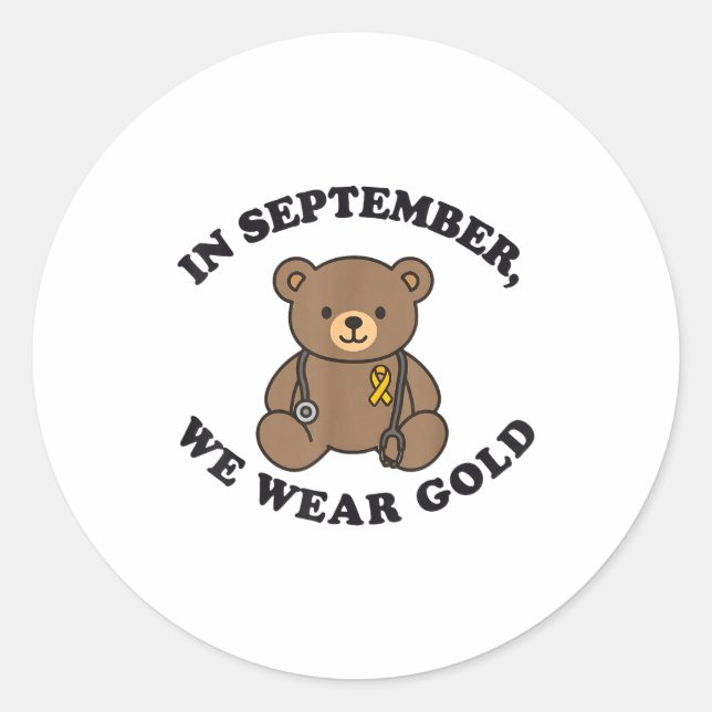 Adesivo In September We Wear Gold Pediatric Nurse Childhoo (Frente)