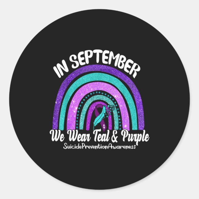 Adesivo In September We Wear Teal &amp; Purple Rainbow Sui (Frente)