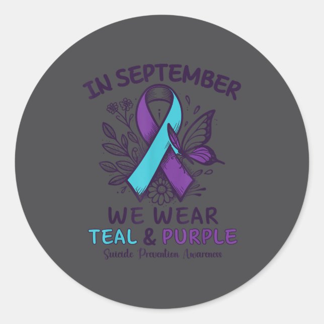 Adesivo In September We Wear Teal Purple Ribbon Suicide Pr (Frente)