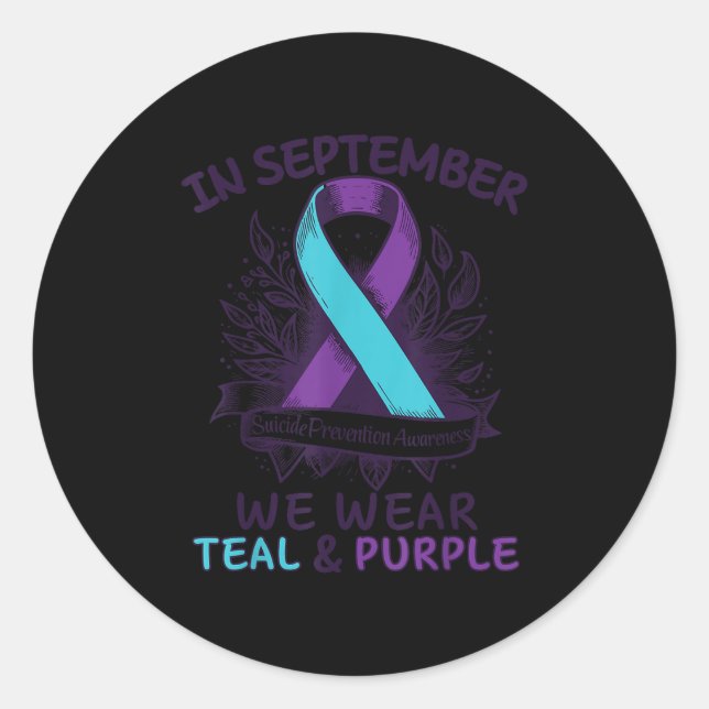 Adesivo In September We Wear Teal Purple Ribbon Suicide Pr (Frente)