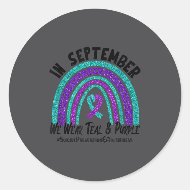 Adesivo In September We Wear Teal Purple Ribbon Suicide Pr (Frente)