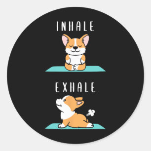Adesivo Inalar Exalar Namaste Yoga Corgi Cachorro Meditaçã